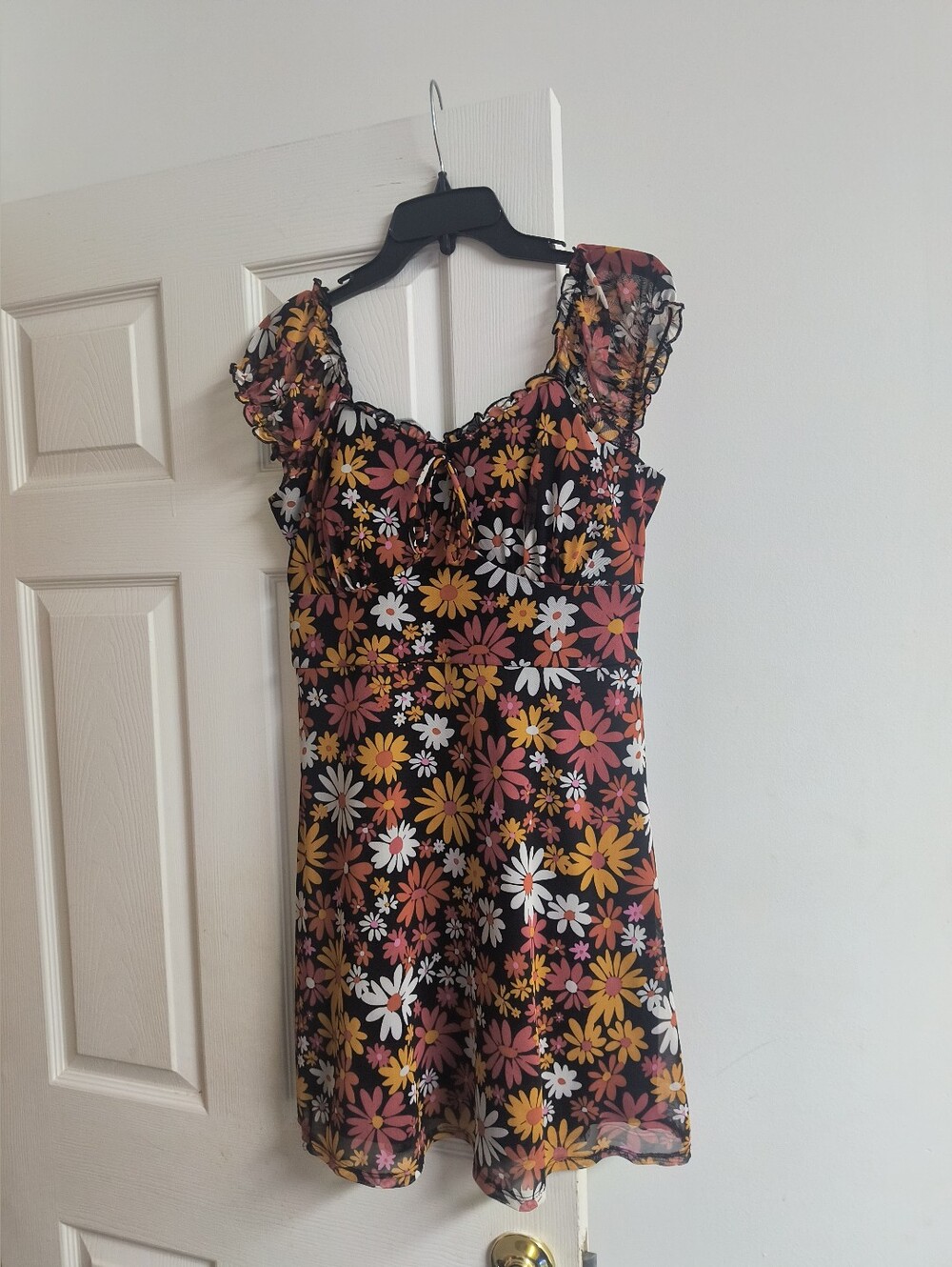 No Boundaries Retro Daisy Floral Chiffon Mini Dress - Juniors Large